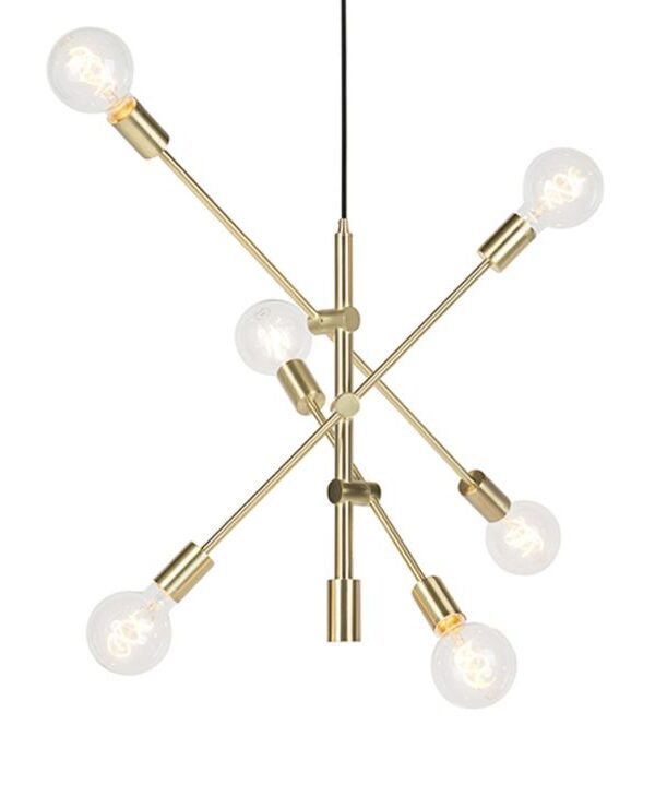 Art deco hanging lamp matt brass 6 lights